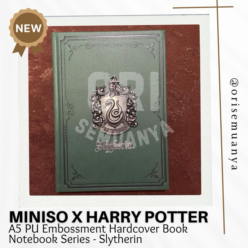 

(READY) Miniso x Harry Potter A5 PU Embossment Hardcover Book Notebook Series Slytherin (Buku Catatan)