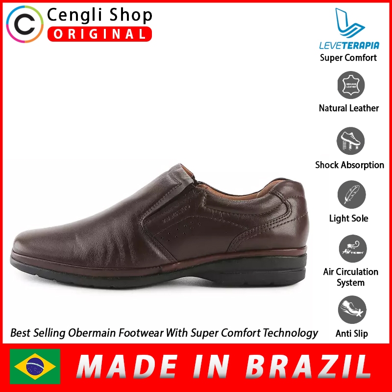 SEPATU OBERMAIN PRIA KERJA KANTOR BRANDED ORIGINAL TERBARU COKLAT OM02