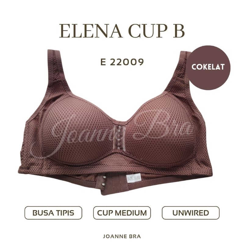 Elena Bra BH Tanpa Kawat Busa Tipis Cup B Medium E 22009 - 36B-42B - BH Unwired Kait 3 Full Cup