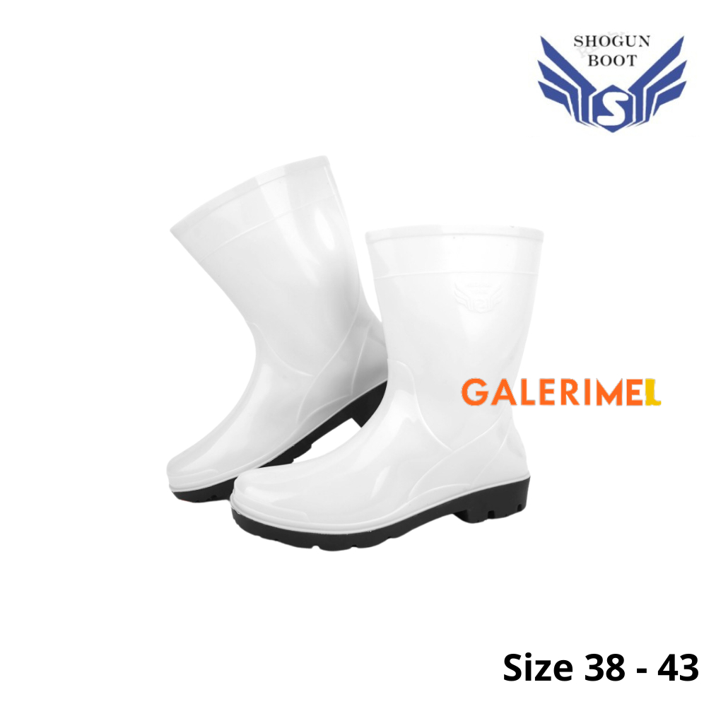 Sepatu boots pendek putih bahan karet lokal lentur Shogun Sega