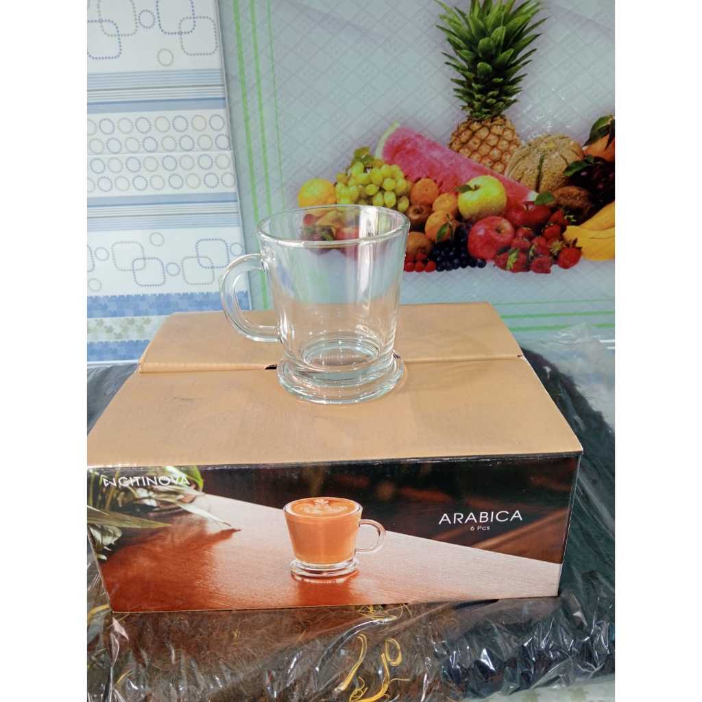 Citinova ARABICA 1 SET ISI 6PCS 180 ml/ Cangkir Bening / Gelas Kopi / Gelas Set