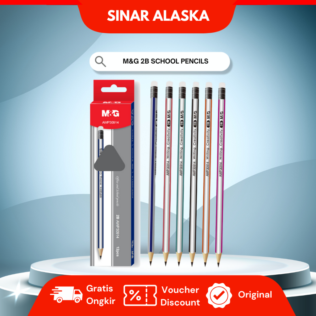 

(12 pcs) M&G 2B Pensil Kayu AWP30914 Desain Klasik Garis Warna Warni Bentuk Segitiga