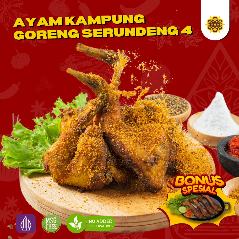 

Mama Angke Ayam Kampung Ungkep Goreng Serundeng Isi 4 Homemade Non MSG Non Pengawet Frozen Food