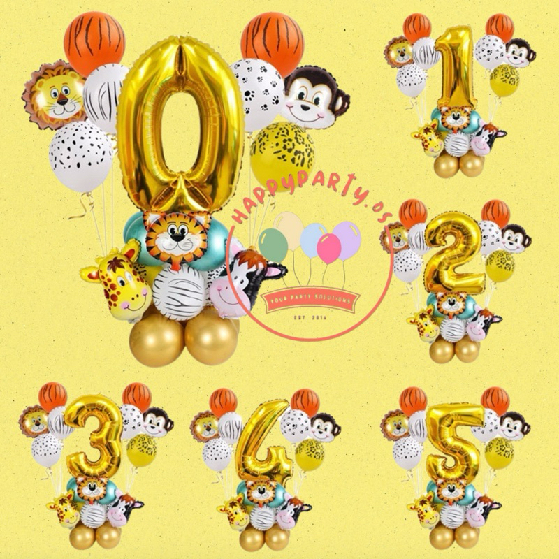Paket Balon Angka Ulang Tahun Dekorasi Animal