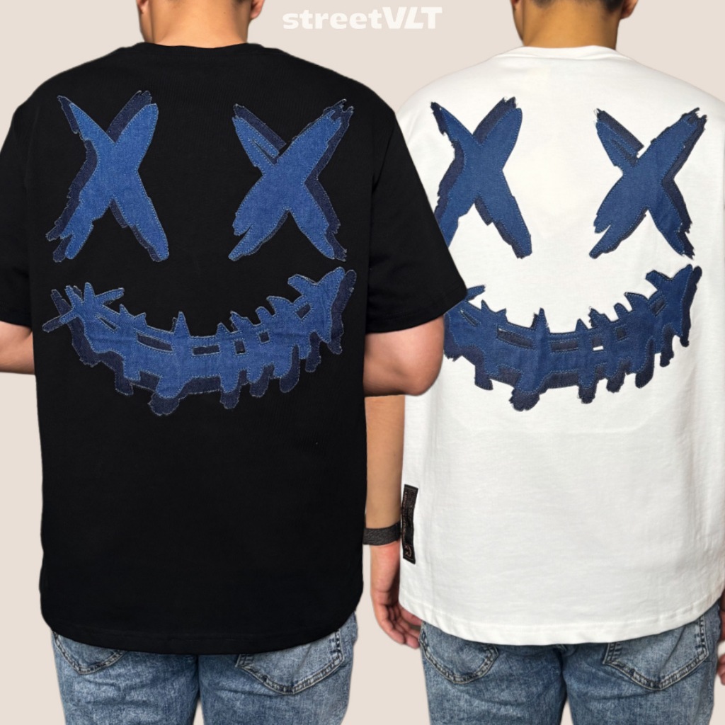 RIC Ricky is Clown Double Layer Denim Jeans Patch Tee 100% Original
