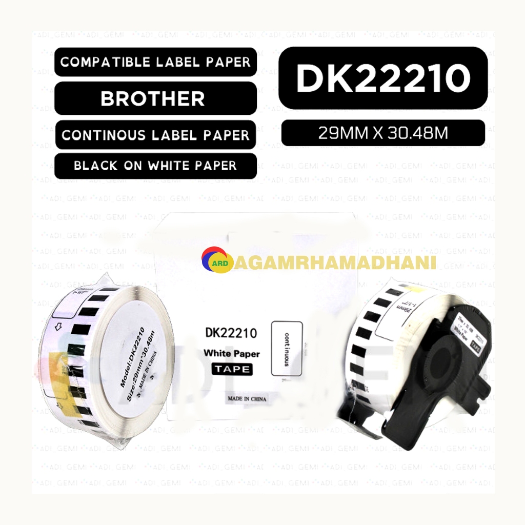 

PAPER COMPATIBLE LABEL BROTHER DK-22210 - 29MM X 30.48M -QL-1100 QL-500 QL-1050 QL-820NWB