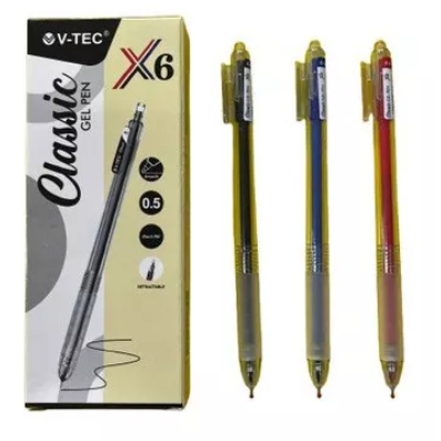 

V Tec Ballpoint Pulpen Pena Gel Classic X6 0.5 mm (1Pack ISI 12) - Bolpen Gel pen Click