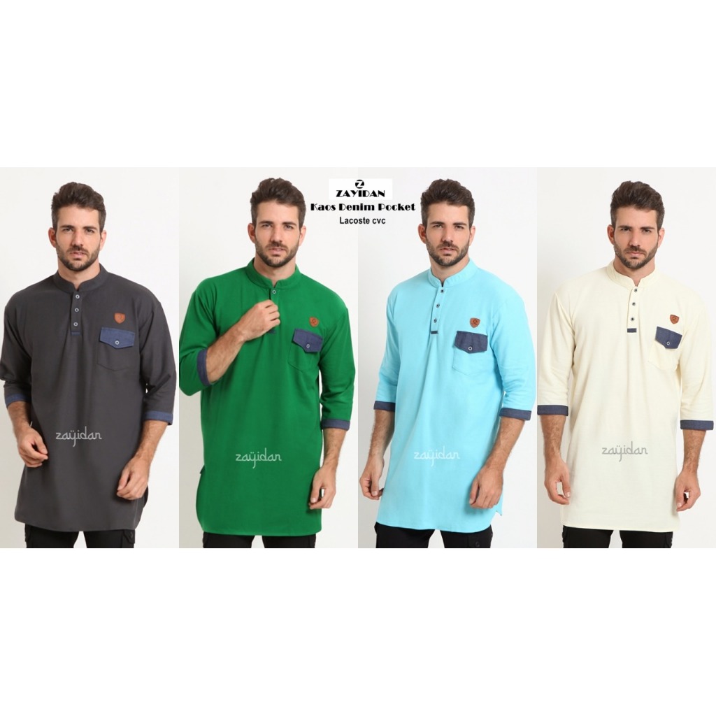 KAOS GAMIS PRIA Denim Pocket ZAYIDAN | Kaos Pria Denim Pocket By Zayidan