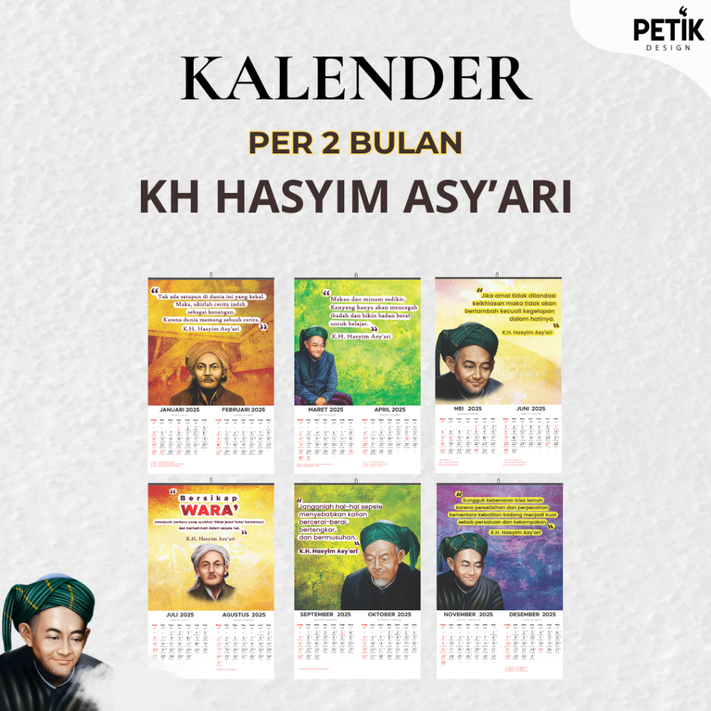 

Kalender Dinding Hadratussyeikh Hasyim Asy'ari/KH Hasyim Asy'ari NU 2025 6 Lembar Klem