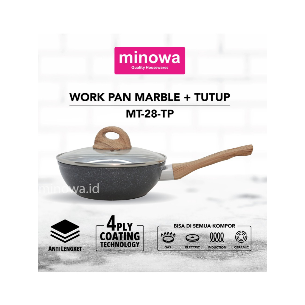 WOK PAN MARBLE + TUTUP MINOWA MT-28-TP