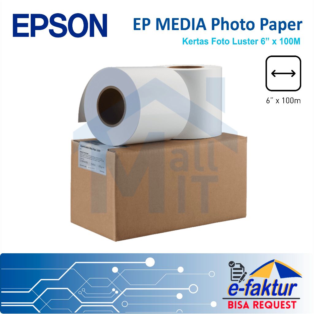 MALLIT EP MEDIA Photo Paper Luster 6 INCI X 100 Meter 6" 6 inch Kertas Foto Jumbo Photograpy
