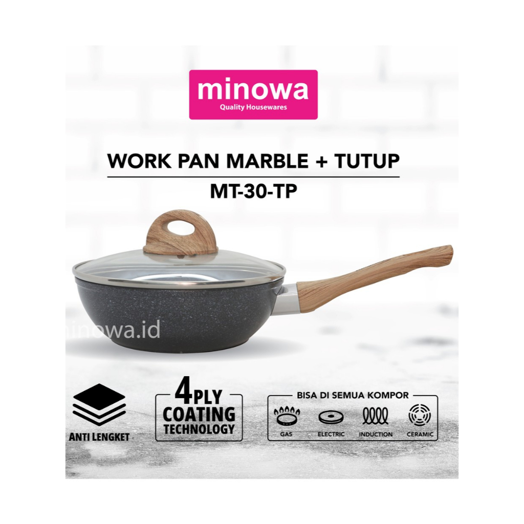 WOK PAN MARBLE + TUTUP MINOWA MT-30-TP