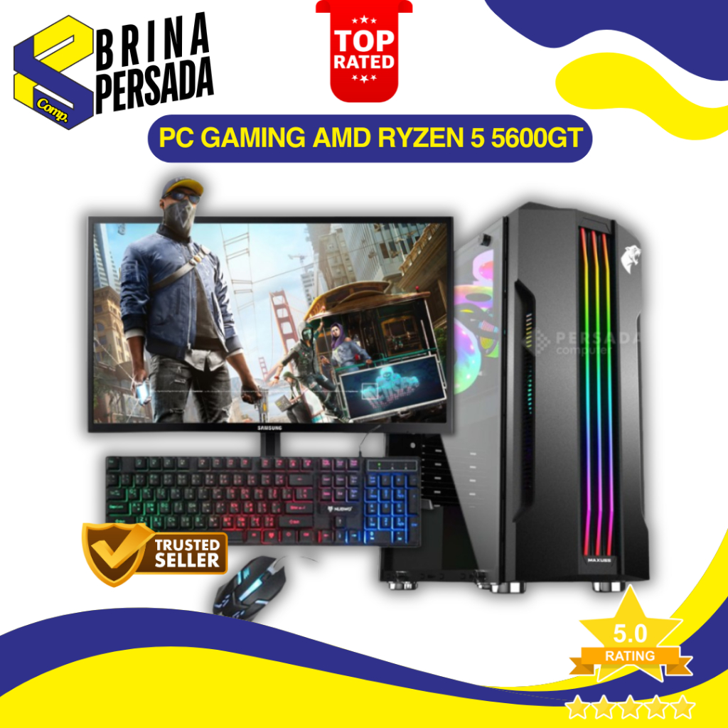FullSet PC Gaming AMD Ryzen 5 5600GT I 16GB I SSD I LED 24"