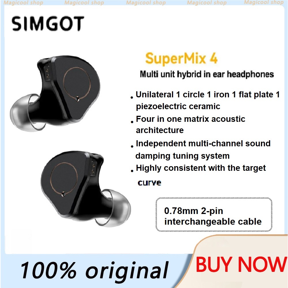 SIMGOT SuperMix 4 HiFi Earphones HI-RES In-ear Ergonomic FPS Gamer Earphone Earbuds Gaming Accessori