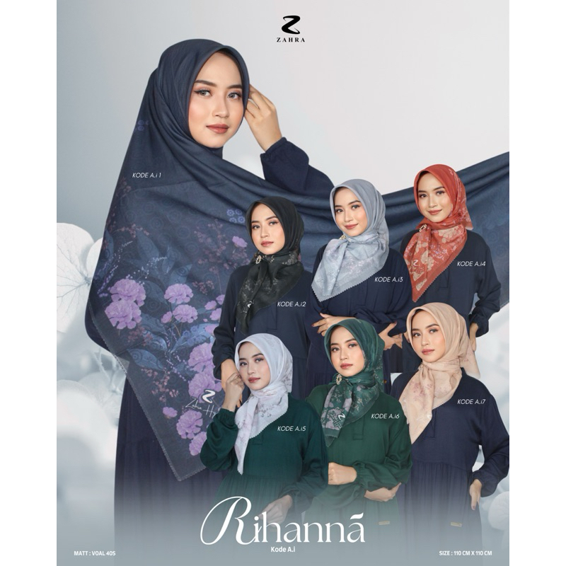 Zahra Hijab - Rihanna Series (Segi Empat Motif) Hijab Seragam