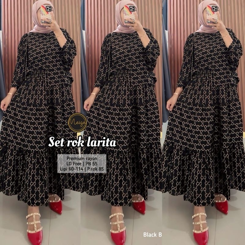 {Realpict} One set rok dan atasan setelan rok rayon set wanita kekinian ootd hijab