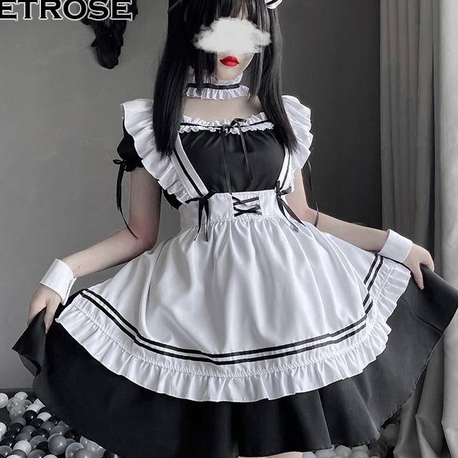 KP8 Wetrose Cute Soft Girl Anak Cewek Gadis Muda Japanese Lolita Maid Costume Cosplay Anime Young Wo