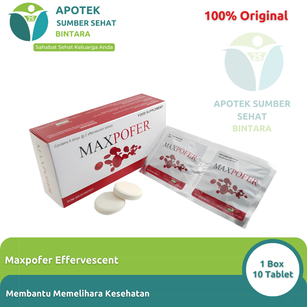 [1 Box] Maxpofer Tablet Effervescent - Vitamin Tambah Darah