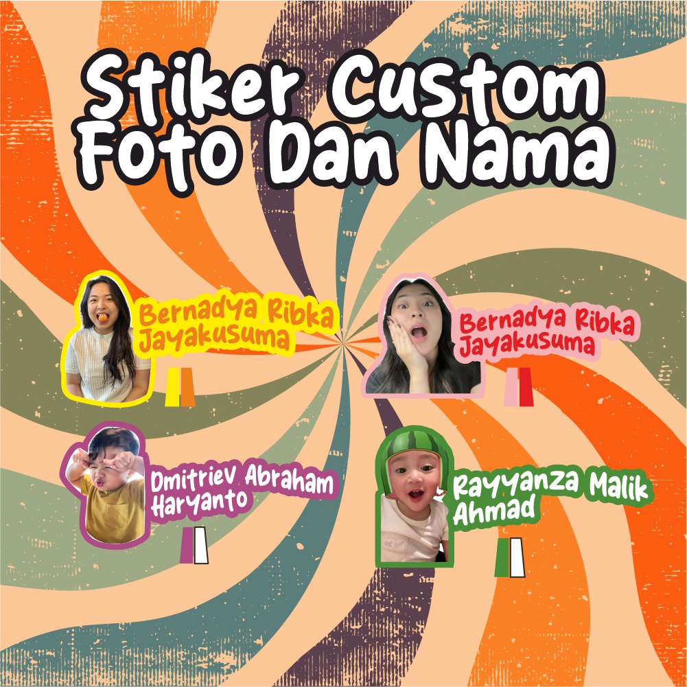 

( 5 PCS ) STIKER CUSTOM FOTO DAN TULISAN | STIKER HELM|LAPTOP|MOTOR|MOBIL