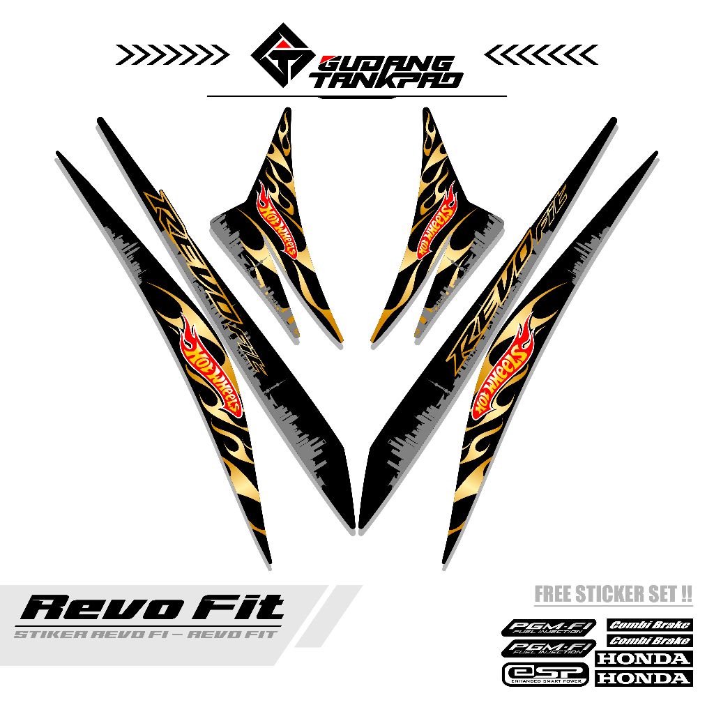STIKER STRIPING POLET VARIASI MOTOR REVO FIT FI / MTF 23 / STIKER LIS LES REVO FIT FI / VARIASI REVO