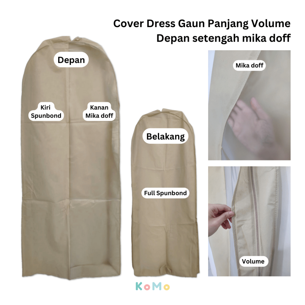Cover Dress Gaun Pengantin Cover Dress Panjang Volume Setengah Mika Tempat Penyimpanan Dress Panjang