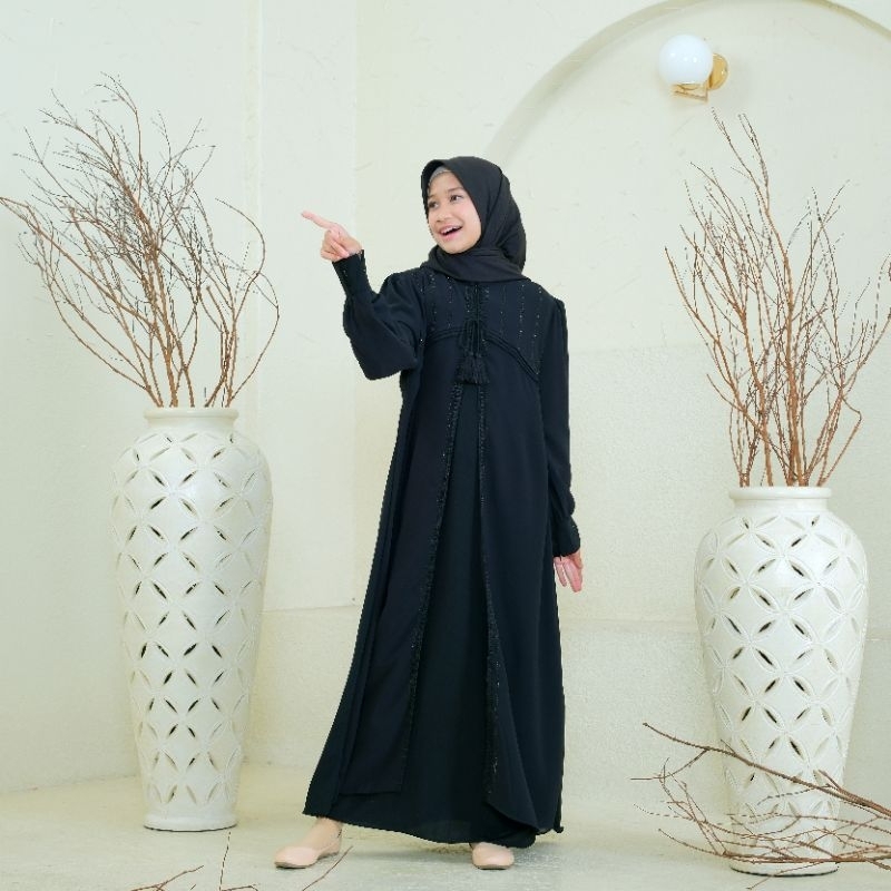 Bilqis Abaya Anak - Gamis anak remaja hitam Abaya arab anak hitam polos