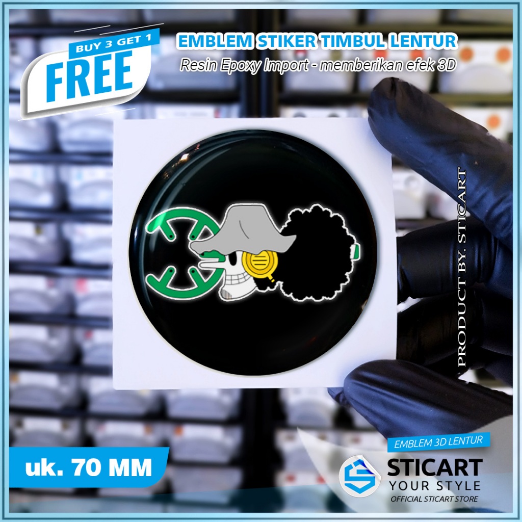 EMBLEM USOPP Series ONE PIECE TIMBUL STIKER MOTOR 70 MM EMBLEM 3D TIMBUL LENTUR