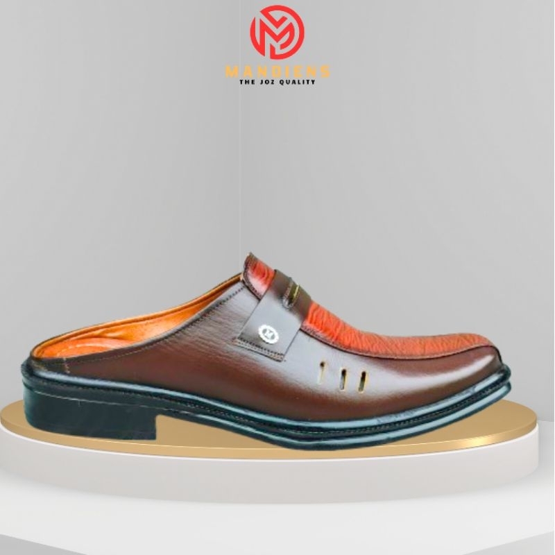 Mandiens Sandal Sepatu Slop Kulit Asli SL01 - Sepatu Bustong Pria Tutong Selop Pengantin Keren