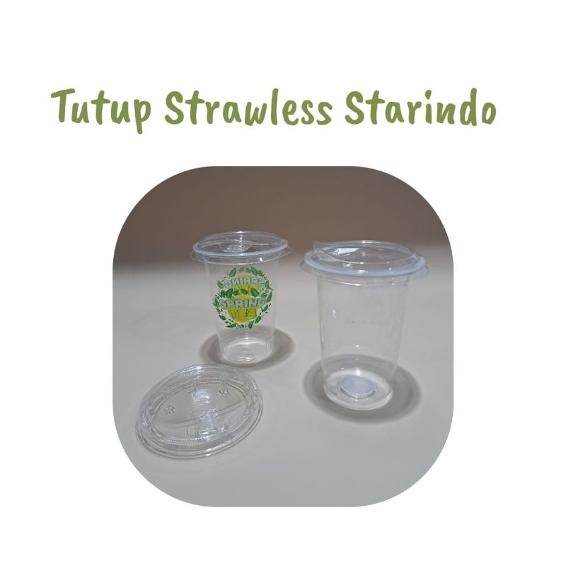 Tutup Gelas Plastik Strawless [ISI 50pcs] Diameter 9cm
