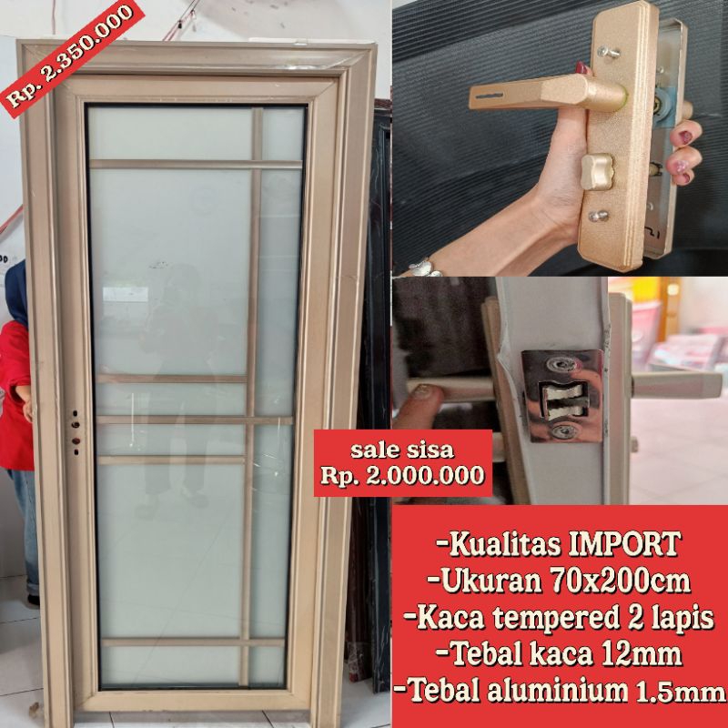 pintu kamar mandi aluminium 70x200cm
