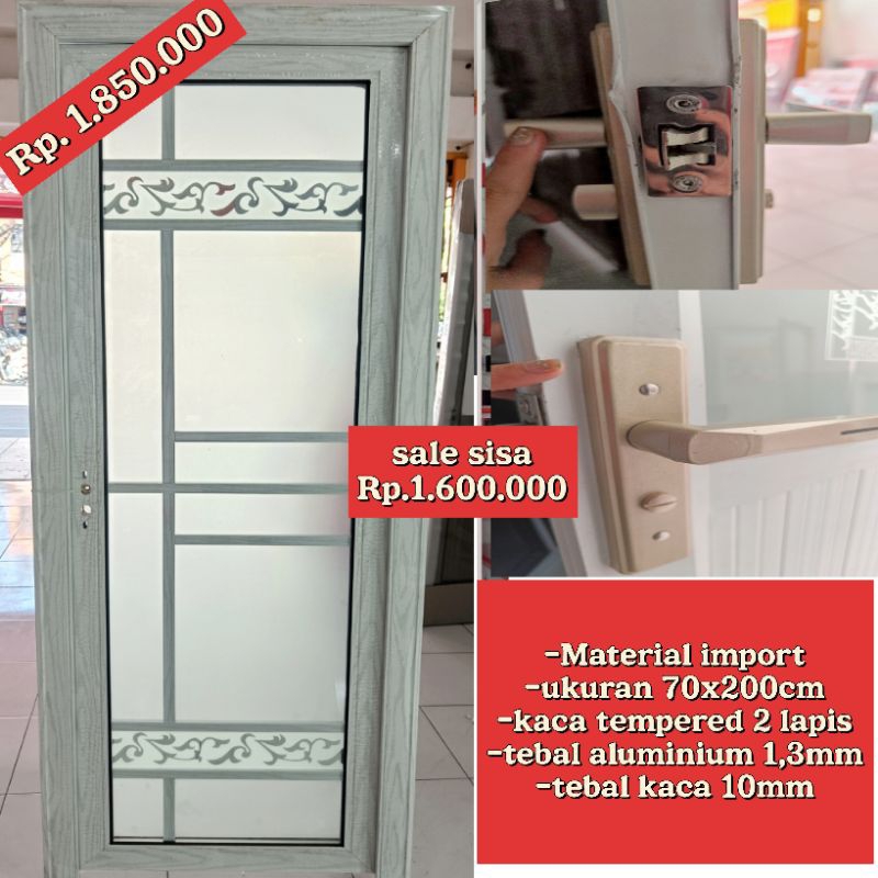 pintu kamar mandi aluminium 70x200cm
