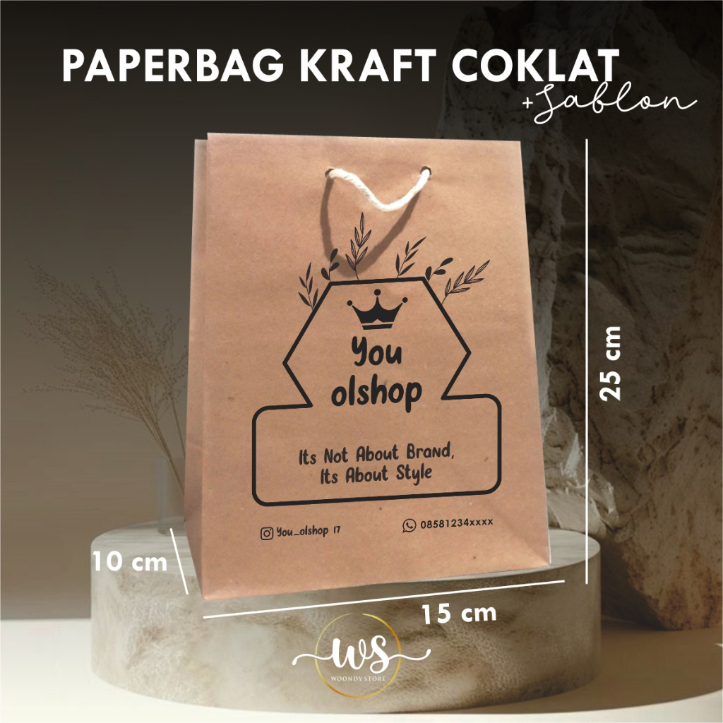 

PAPER BAG OLSHOP KRAFT COKLAT - TAS SOUVENIR BAHAN KRAFT SABLON - PAPERBAG OLSHOP