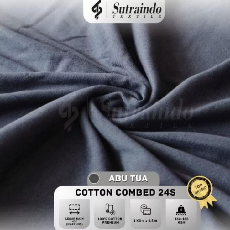 KAIN COTTON COMBED 24S (ABU TUA) PER 0.5 KG