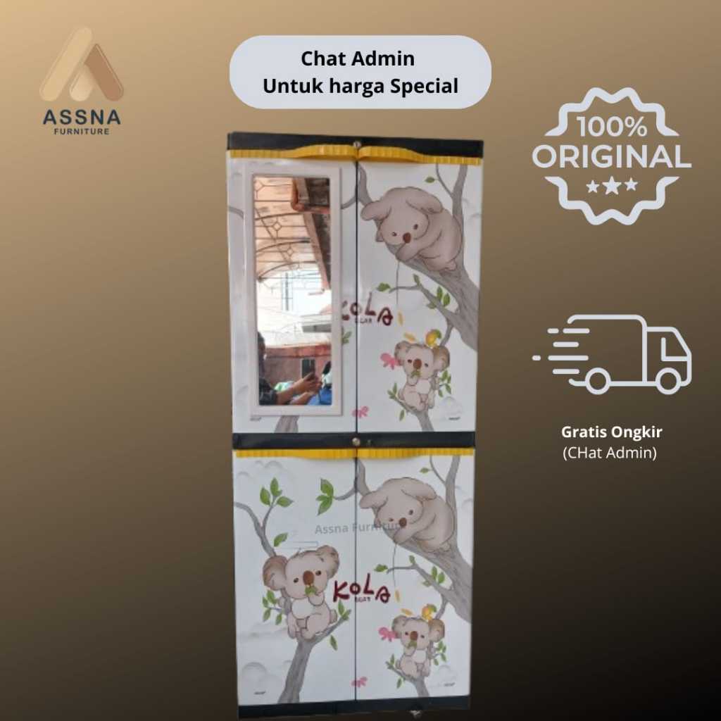 Sinbak lemari pakaian gantung serbaguna plastic motif koala