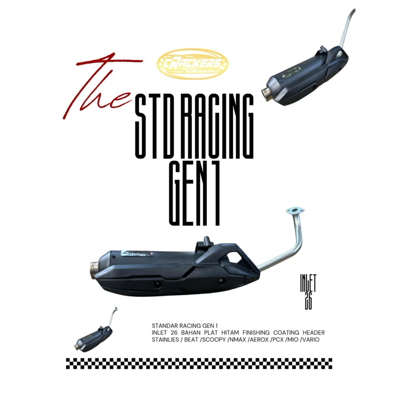 Knalpot Std Racing Crackers Gen1 Include Tameng Vario Nmax Aerox Pcx Mio Beat Scoopy Dll