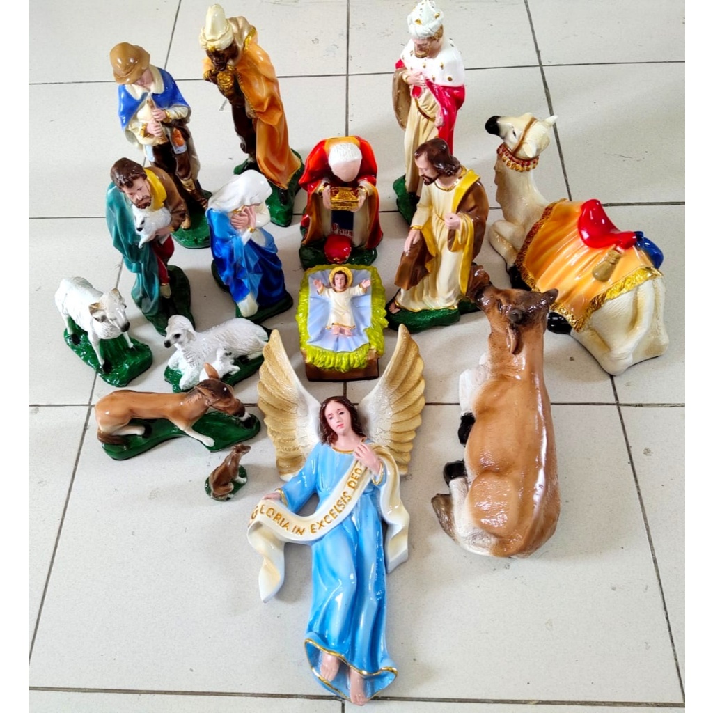 Murah SET PATUNG NATAL 40 CM / PATUNG BAYI YESUS / NATIVITY SCANE / PATUNG KANDANG NATALGEMBALA DAN