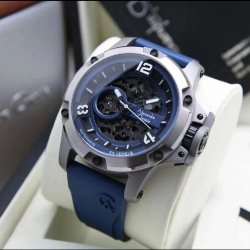 jam tangan pria original ALEXANDRE CHRISTIE AC6295MT TITANIUM RUBBER STRAP