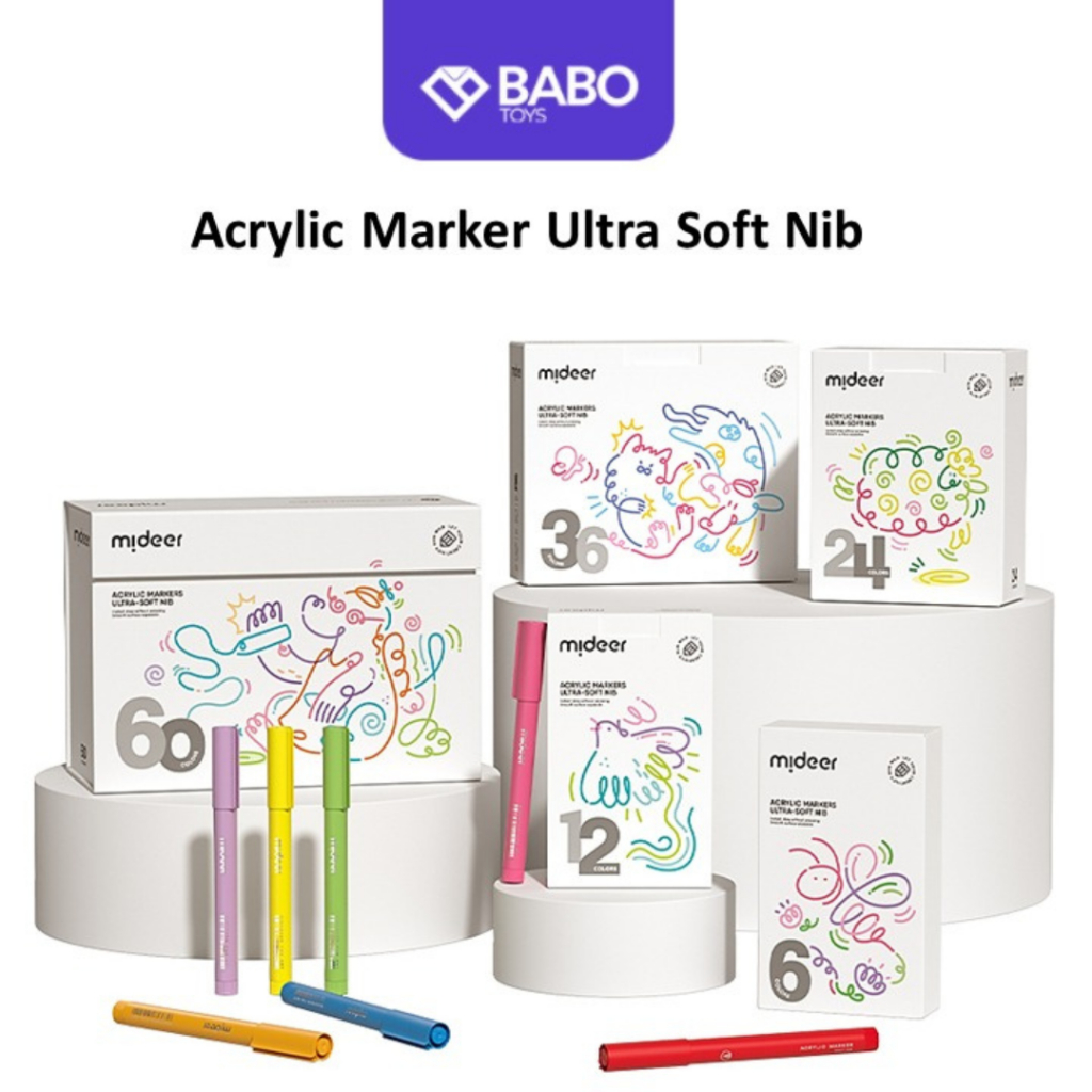

Mideer Acrylic Marker Spidol Akrilik Lembut Ultra Soft Nib 24 36 60 pcs Spidol Mewarnai