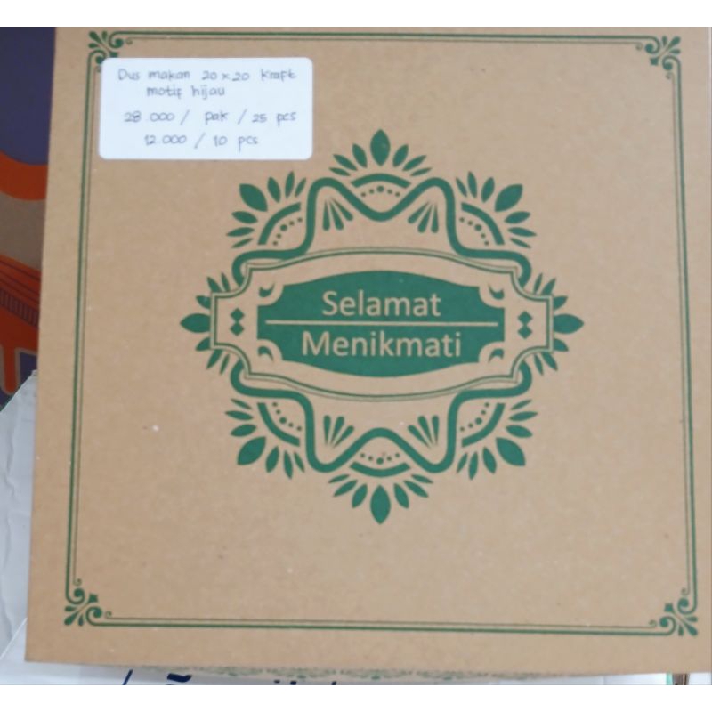 

box nasi/roti size 20x20x7