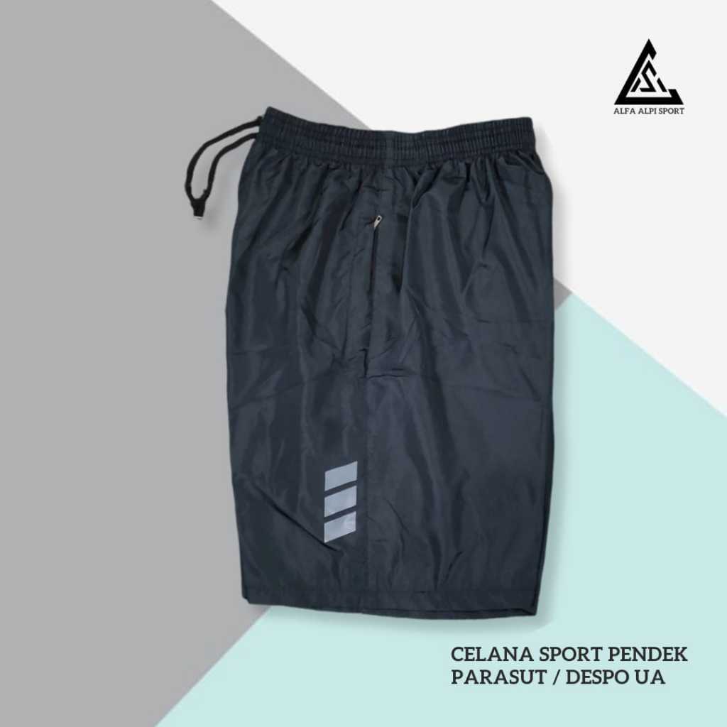 Celana Pendek Olahraga Pria Parasut Tahan Air Waterproof Logo UA / Celana Sport Pria Bahan Parasut /