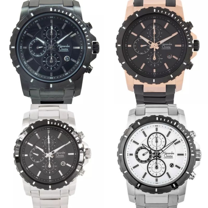 Alexandre Christie 6141 MCB jam tangan Pria Analog Stainless steel Original