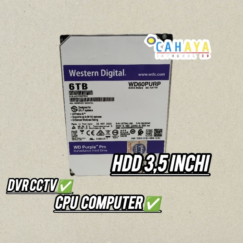 Hardisk internal 3,5 6tb/8tb/10tb WD Random HDD internal CCTV-PC Termurah