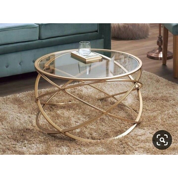 Meja Tamu Bulat Meja Living Room Meja Tamu Minimalis Modern Meja Tamu Kaca Bulat  Gold