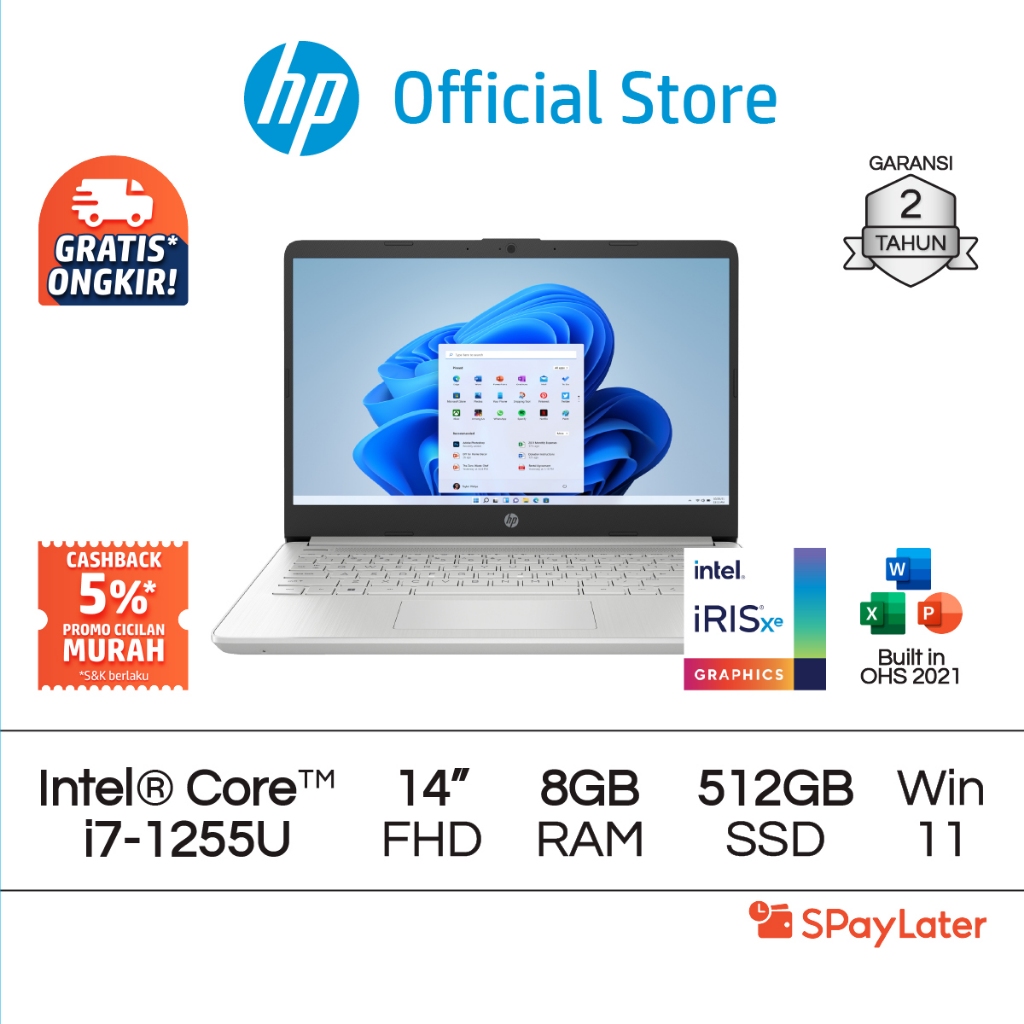 Spaylater 0% - Laptop HP Intel Core i7 Iris X 8GB / 16GB RAM 512GB SSD Silver / Blue Windows 11 Home