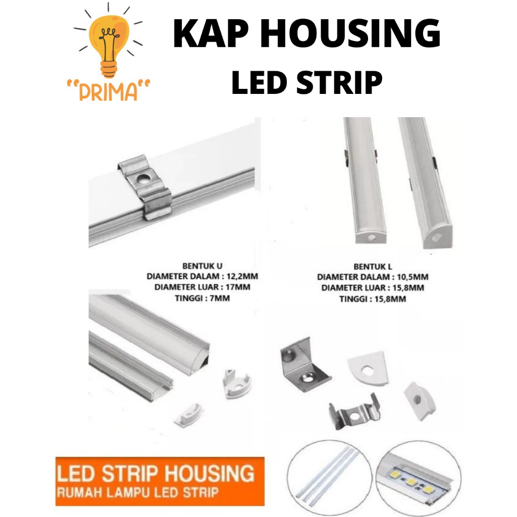 KAP HOUSING ALUMUNIUM LED STRIP 1 METER/ COVER LAMPU LED STRIP