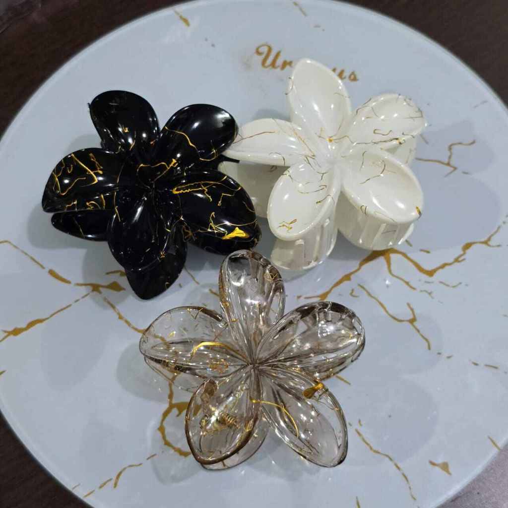 BC - Aksesoris Rambut Jedai Bungan Kemboja Bali Premium Motif Bening Transparan Jepitan Glossy