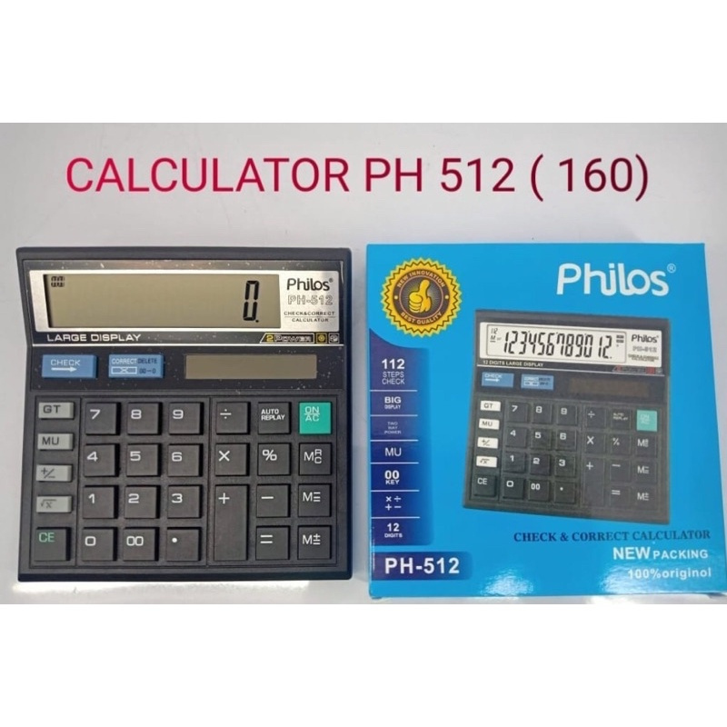 

PHILOS Kalkulator PH-512 12 Digit / Calculator Check & Correct Dual 2 Power