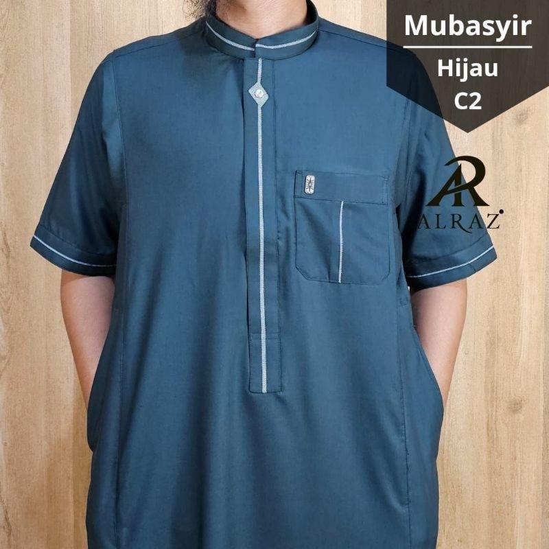 Jubah Lengan Pendek Kerah Sanghai Model Zipper Alraz Mubasyir