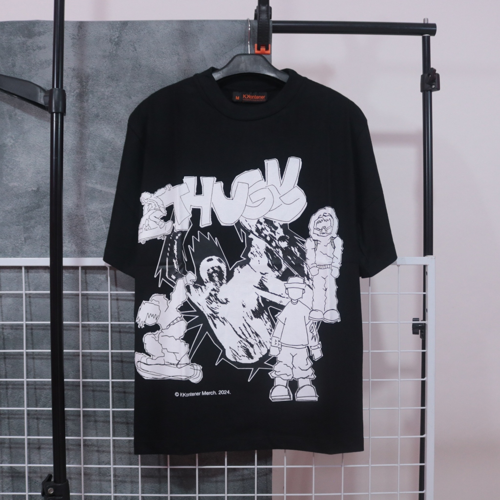 T-shirt Boxy Ktr Thug Hitam Putih