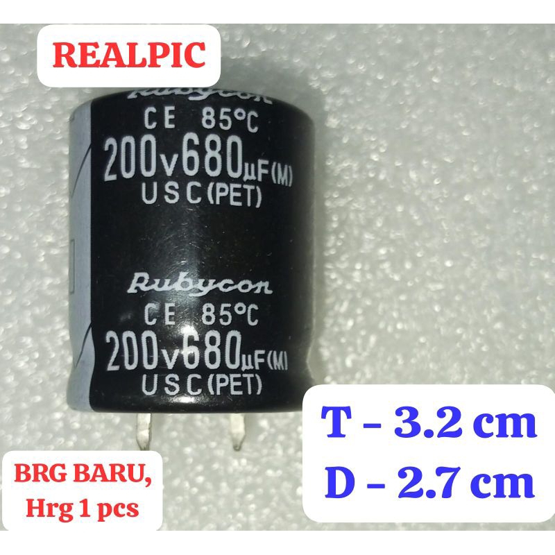 Hrg 1 pcs ELCO 680uf 200V ORIGINAL RUBYCON 680uf200v 680mk200v 680mikro200v 680mk ELKO EKO ECO CAPAS
